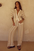 Ziggy Pant in White/Sand