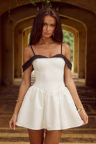 Elise Mini Dress in White/black