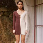 Ilana Mini Dress in Chocolate/Cream