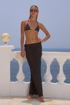 Cyrus Maxi Skirt in Black Polka