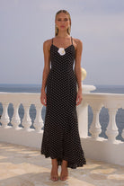 Malika Maxi Dress in Black Polka