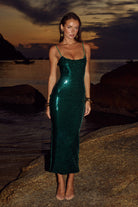 Vesina Midi Dress in Emerald