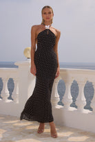 Viella Maxi Dress in Black Polka