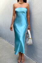 Leila Slip Dress in Aqua